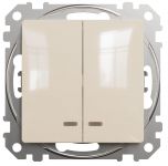 Двоклавішний вимикач з синьою LED підсвіткою Бежевий Sedna Design Schneider Electric SDD112105L