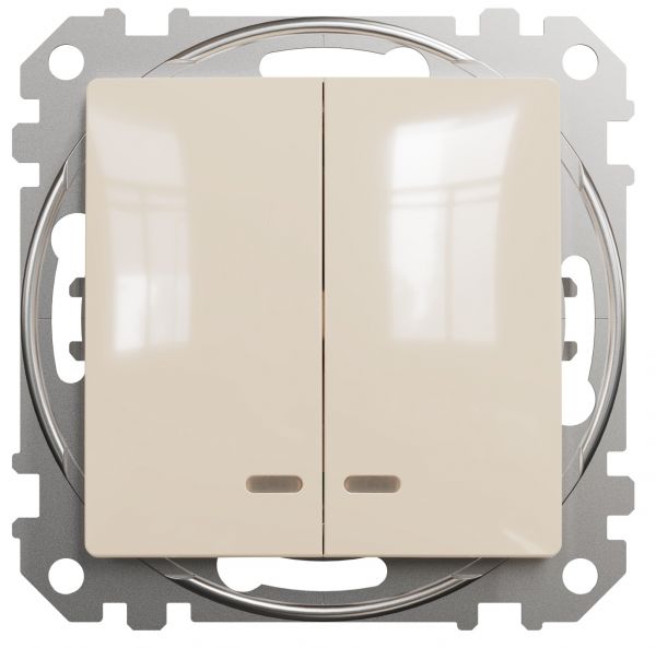 Двоклавішний вимикач з синьою LED підсвіткою Бежевий Sedna Design Schneider Electric SDD112105L