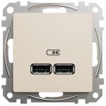 USB розетка тип A+A 2,1A Бежевий Sedna Design Schneider Electric SDD112401