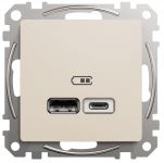 USB розетка тип A+C 2,4A Бежевий Sedna Design Schneider Electric SDD112402