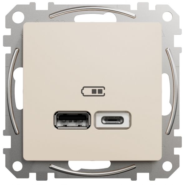 USB розетка тип A+C 2,4A Бежевий Sedna Design Schneider Electric SDD112402