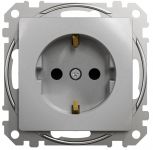Розетка з заземленням та зі шторками Алюміній Sedna Design Schneider Electric SDD113022