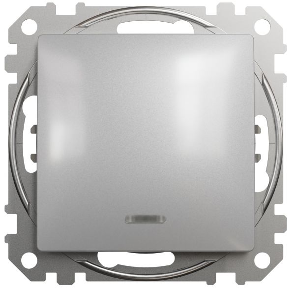 Одноклавішний вимикач з LED підсвіткою Алюміній Sedna Design Schneider Electric SDD113101L