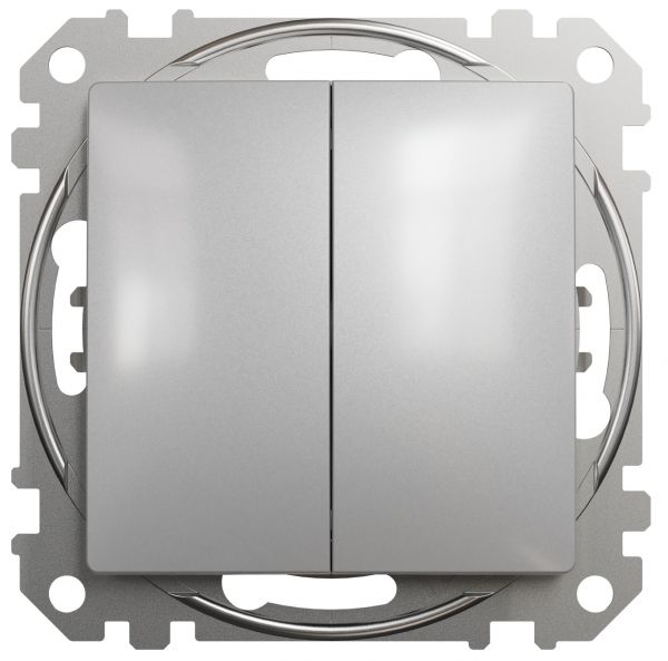 Двоклавішний перемикач Алюміній Sedna Design Schneider Electric SDD113108