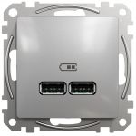 USB розетка тип A+A 2,1A Алюміній Sedna Design Schneider Electric SDD113401