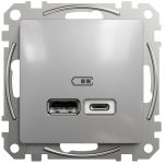 USB розетка тип A+C 2,4A Алюміній Sedna Design Schneider Electric SDD113402