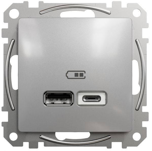 USB розетка тип A+C 2,4A Алюміній Sedna Design Schneider Electric SDD113402