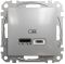 USB розетка тип A+C 2,4A Алюміній Sedna Design Schneider Electric SDD113402