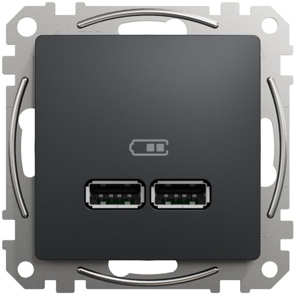 USB розетка тип A+A 2,1A Чорний Sedna Design Schneider Electric SDD114401