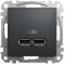 USB розетка тип A+A 2,1A Чорний Sedna Design Schneider Electric SDD114401