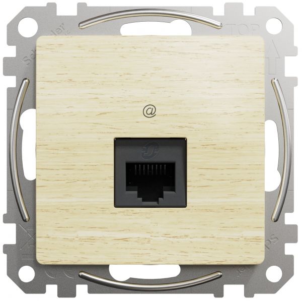 Компютерна розетка однопостова роз’єм RJ45 кат. 5е UTP Sedna Design & Elements Береза - імітація дерева Schneider Electric SDD180451