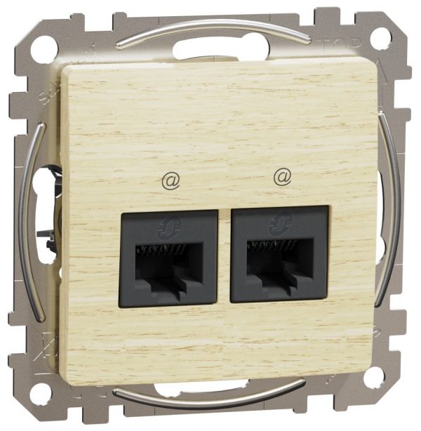 Компютерна розетка подвійна роз’єм RJ45 кат. 5е UTP Sedna Design & Elements Венге - імітація дерева Schneider Electric SDD180452