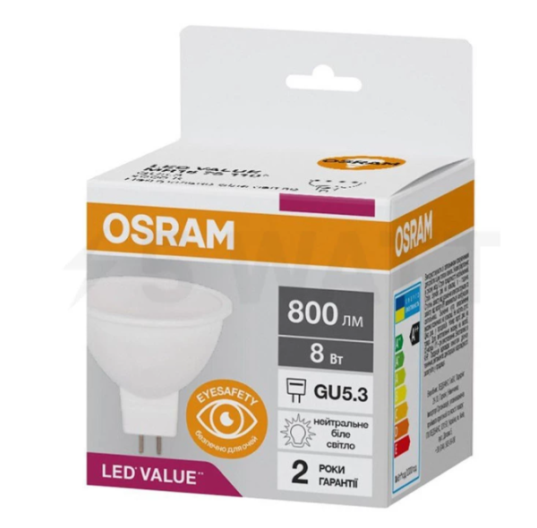 Лампа Osram led 8W 4000K 800Lm GU5.3 LS MR16 840 230V CE точкова