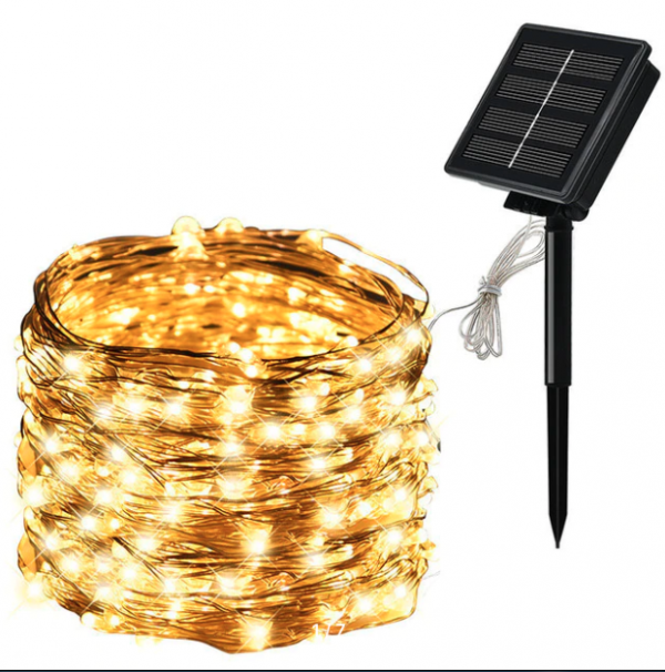 Гірлянда на сонячній батареї 20м 200LED теплий білий Ledonda Gersolar GS-20-200-WW