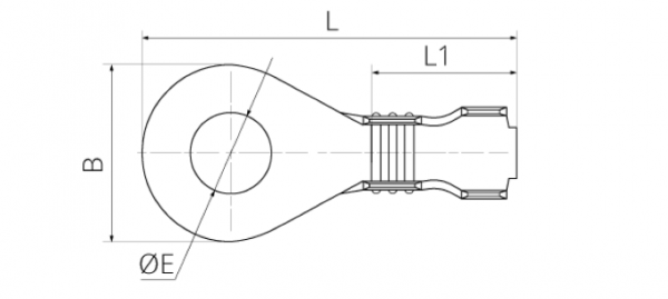 Наконечник кільцевий без ізоляції DJ431 4A (0,5-0,8/4) (5000шт)