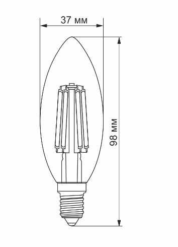 Світлодіодна LED лампа MAXUS C37 FM-C свічка (філам) 4W 3000K 220V E14 (1-LED-537-01)