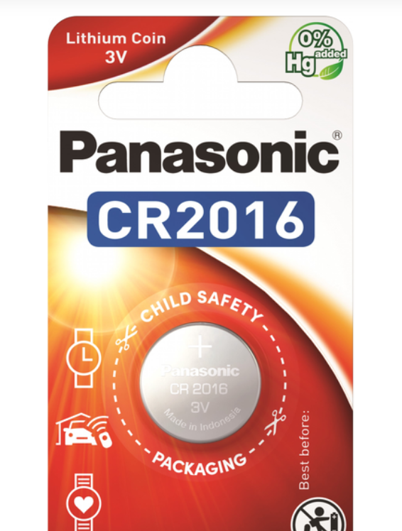 Батарейка Panasonic CR2016 литиевая дисковая Lithium 3V d20 толщина 1,6мм емкость 90mAh 1шт