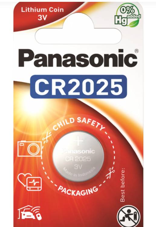 Батарейка Panasonic CR2025 литиевая дисковая Lithium 3V d20 толщина 2,5мм емкость 165mAh 1шт