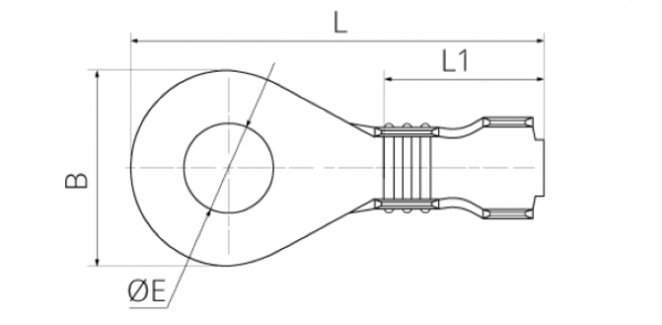 Наконечник кольцевой без изоляции DJ431 4A 0,4mm (0,5-0,8/4) (100шт)