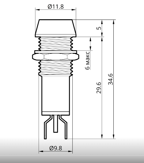 Светодиодный индикатор металлический AD22C-10 24v AС/DС, красный
