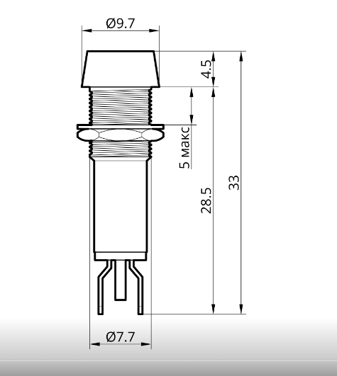 Светодиодный индикатор металлический AD22C-8 220v AС, белый