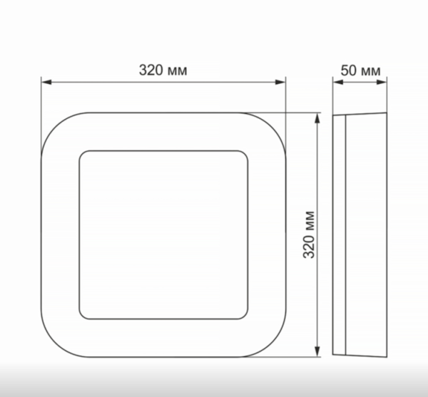 Светильник накладной Led Videx ART квадрат 30W 5000K 2250Lm 230V IP65 320х320х50mm черный