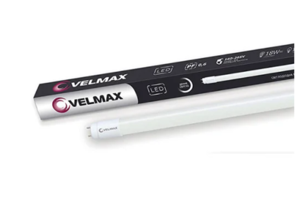 Лампа світлодіодна лінійна Velmax V-T8 трубка 9W d26х600мм G13 6200K 900Lm
