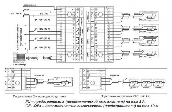 Блок защиты сухих трансформаторов 4 канала Новатек ТР-100М