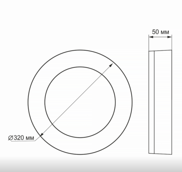 Светильник накладной Led Videx ART круг 30W 5000K 2250Lm 230V IP65 320х50mm черный