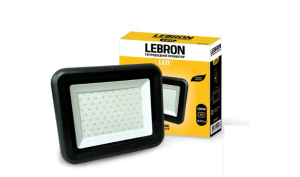 Прожектор светодиодный Lebron L-LF 100W 6200K 9000Lm 290х270х38мм 220V IP65 черный