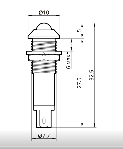 Светодиодный индикатор металлический AD22B-8 220v AС, белый