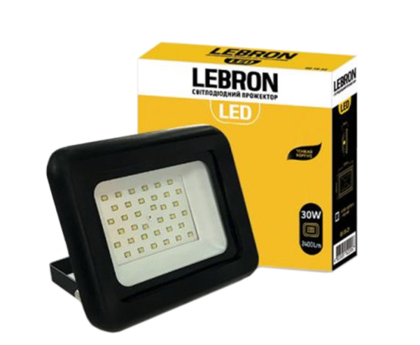 Прожектор светодиодный Lebron L-LF 30W 6200K 2700Lm 180х158х35мм 220V IP65 черный