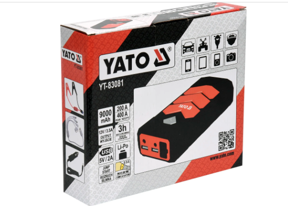 Пускова батарея YATO 200/400A 9A/h YT-83081