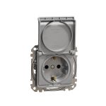 Розетка з заземленням, зі шторками та кришкою Алюміній Sedna Design Schneider Electric SDD113024