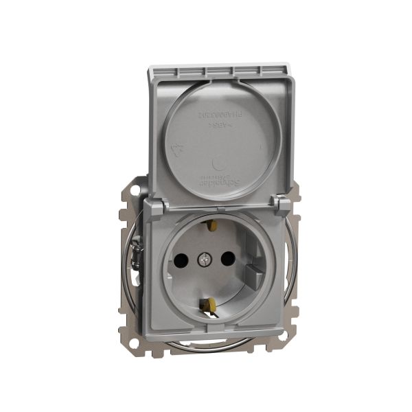 Розетка з заземленням зі шторками та кришкою Матовий алюміній Sedna Elements Schneider Electric SDD170024