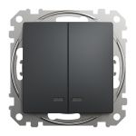 Двоклавішний вимикач з синьою LED підсвіткою Чорний Sedna Design Schneider Electric SDD114105L
