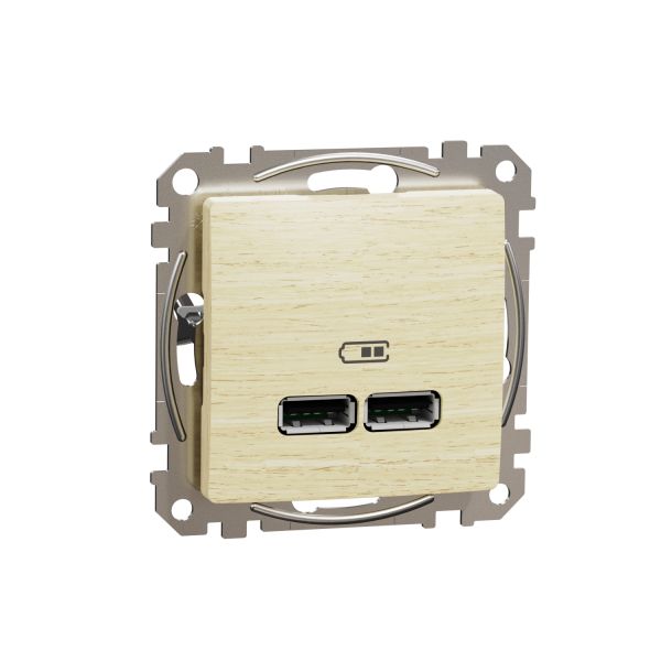 USB розетка тип A+A 2,1A Береза - Ефект дерева Sedna Elements Schneider Electric SDD180401