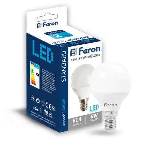 Лампа светодиодная 6W E14 6400K Feron LB-745 P45