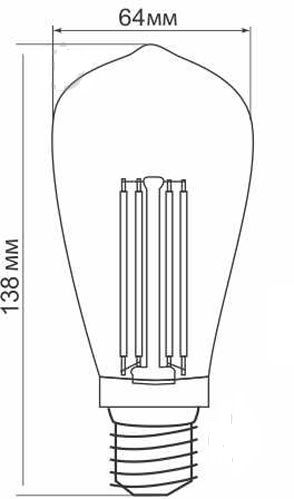 Лампа свiтлодiодна 8W E27 4100K прозора Velmax V-Filament-St64