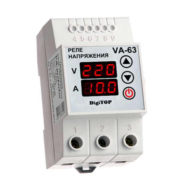 Реле напряжения с контролем тока DigiTOP VA-63A
