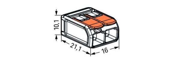 221-612 Клема WAGO 2 контакта 0,5-6 мм2 самозажимна прозора (41А)