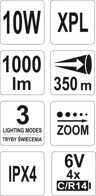 Ліхтар світлодіодний ручний YATO 10W XPL CREE YT-08567