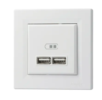 Розетка USB 2.0 port 5V DC max 2.1A белая Asfora Schneider Electric EPH2700221