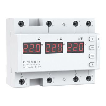 Реле напряжения трехфазное или три однофазных ZUBR D6-50 red