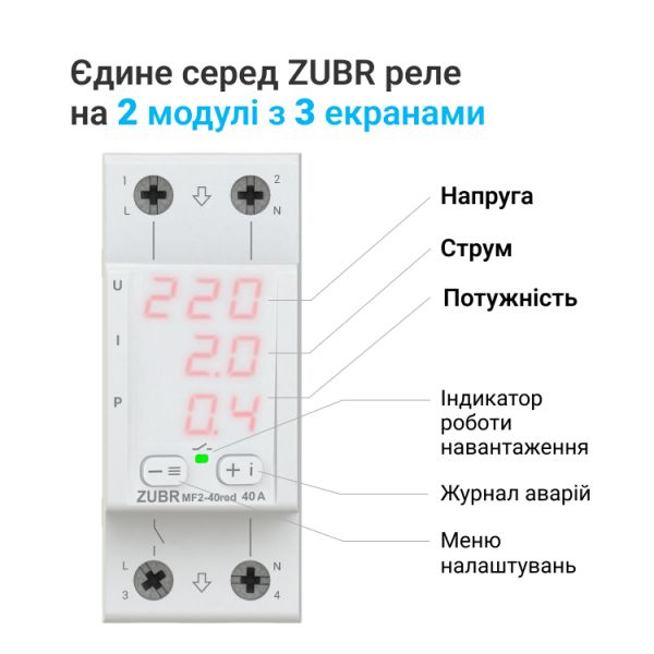 Мультифункциональное реле ZUBR MF2-40 red